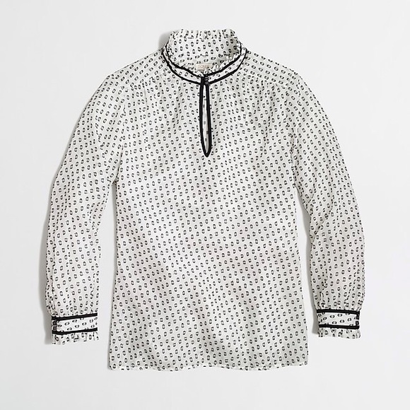 J. Crew Factory Tops - J.Crew Factory Clip Dot Top with Trim